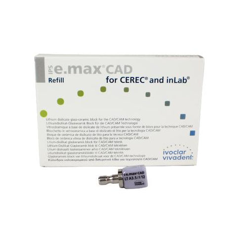 Vivadent 605321 Ivoclar IPS e.max CAD CEREC Blocks InLab LT A3.5 I12 5/Pk Vivadent 605321 Ivoclar IPS e.max CAD CEREC Blocks InLab LT A3.5 I12 5/Pk